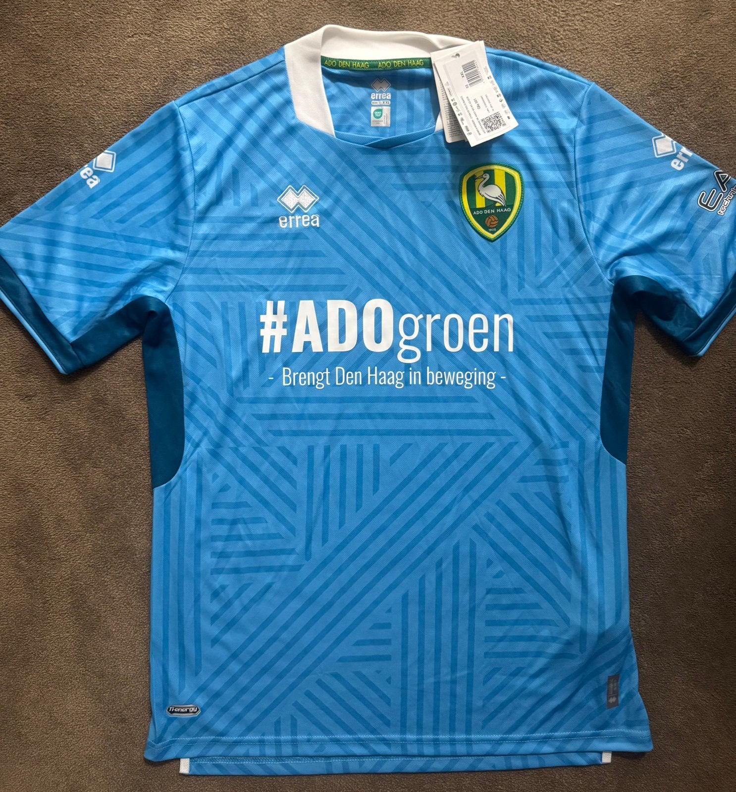 ADO Den Haag shirt blauw nieuw met kaartjes maat XXL, Verzamelen, Ophalen of Verzenden, Nieuw
