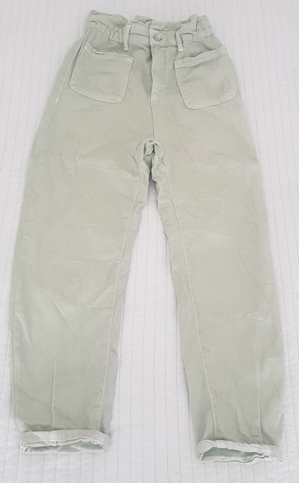 Zara pantalon jeans oversized broek maat 34 licht groen, Verzenden, Zara, Zo goed als nieuw, Maat 34 (XS) of kleiner