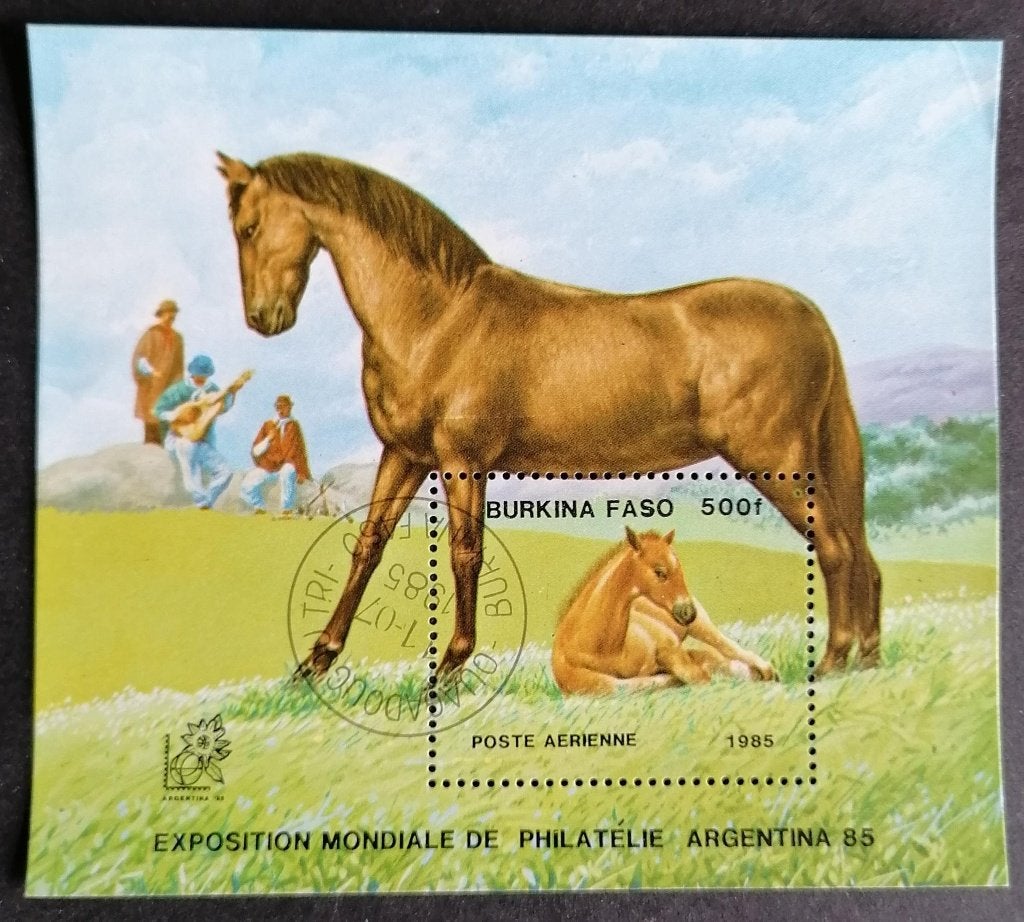 BURKINA FASO - blok paarden 1985, Verzenden, Overige landen