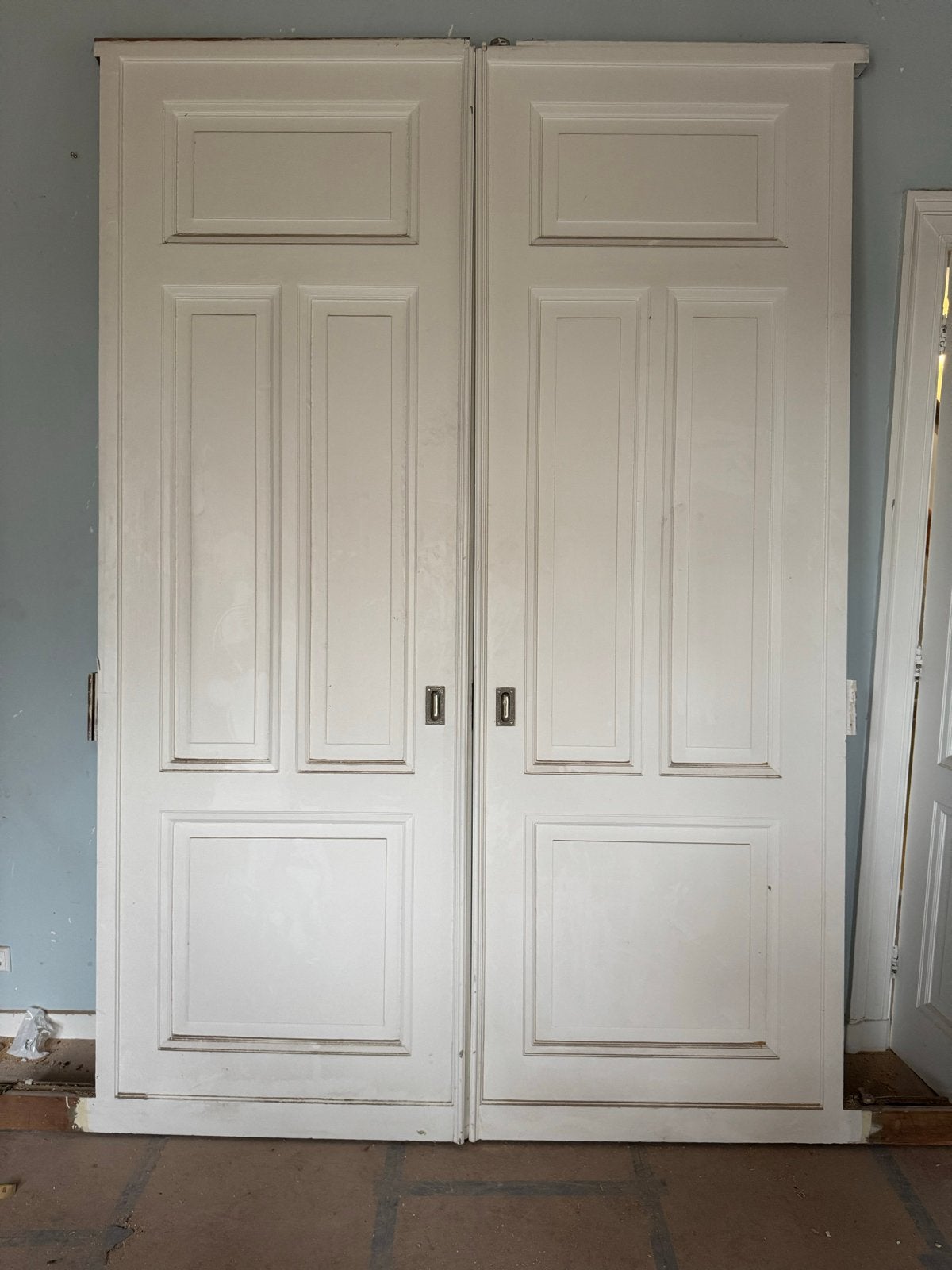 Twee massief houten en-suite deuren, 190x280cm, Doe-het-zelf en Verbouw, Ophalen, Gebruikt, Binnendeur, Hout