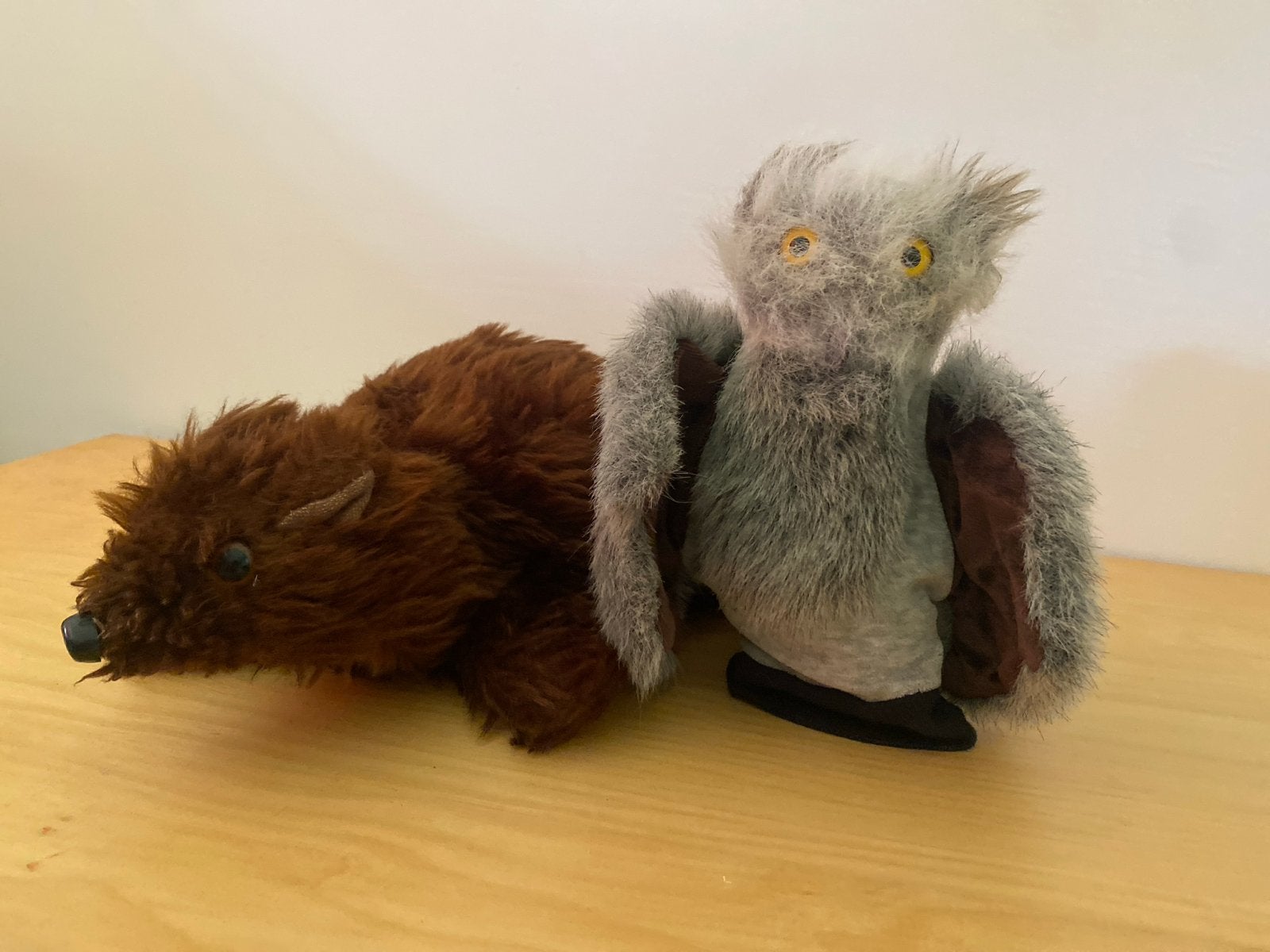 Set van 2 handpoppen: Uil en Bever, Ophalen of Verzenden, Gebruikt, Overige typen