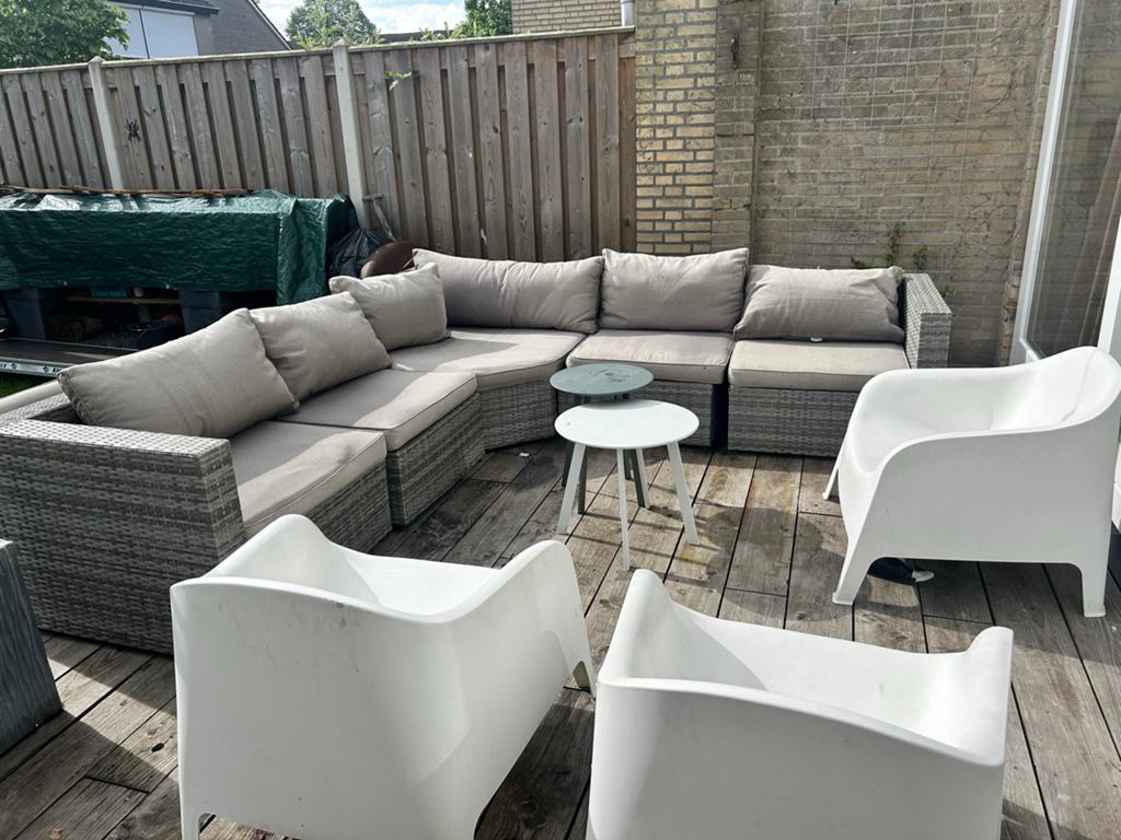 Grote lichte loungebank met tafel - Bois le Duc, Tuin en Terras, Tuinsets en Loungesets, Ophalen, Meer dan 8 zitplaatsen, Zo goed als nieuw