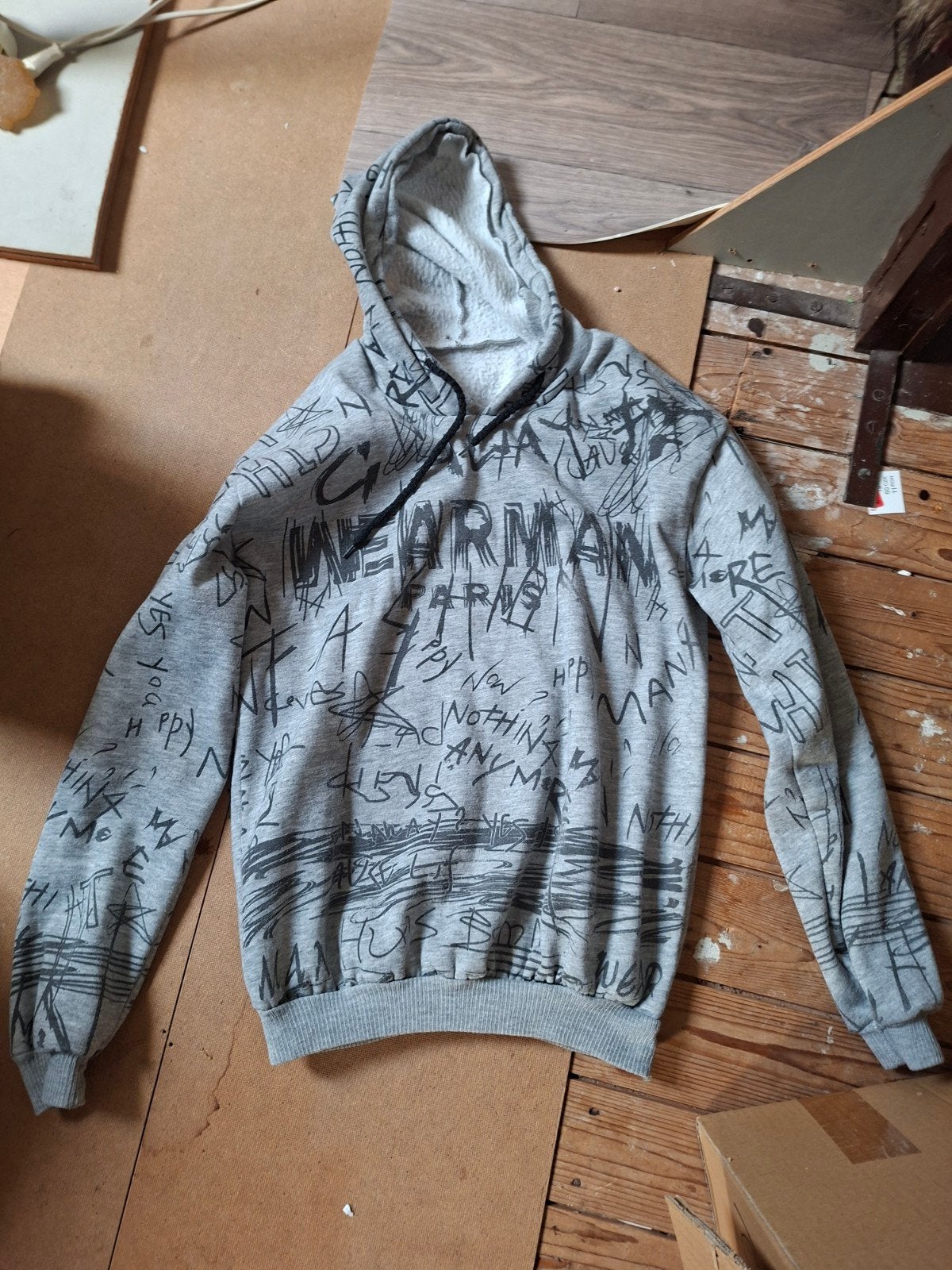 Grijze hoodie met print, Onbekend, Verzenden, Overige maten, Grijs