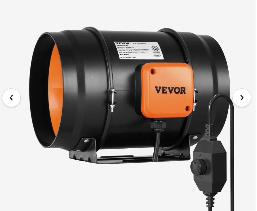 NIEUW IN DOOS: Vevor Kanaalventilator 200mm + Regelaar, Doe-het-zelf en Verbouw, Ventilatie en Afzuiging, Ophalen of Verzenden