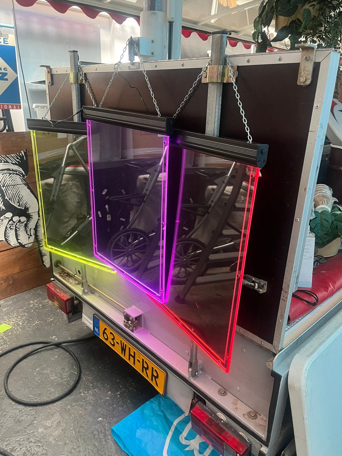Verlichting acrijl led lichtpaneel met gekleurd neon rand, Ophalen, Zo goed als nieuw