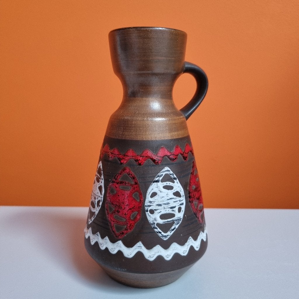 retro vintage vaas Dümler & Breiden West Germany 70s, Zo goed als nieuw, Steen/keramiek, Rood, 18 cm