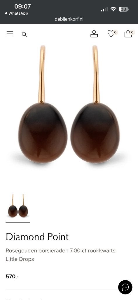 Gezocht: oorbellen little drops rookkwarts  diamond point, Sieraden, Tassen en Uiterlijk, Ophalen, Overige materialen, Nieuw, Met edelsteen