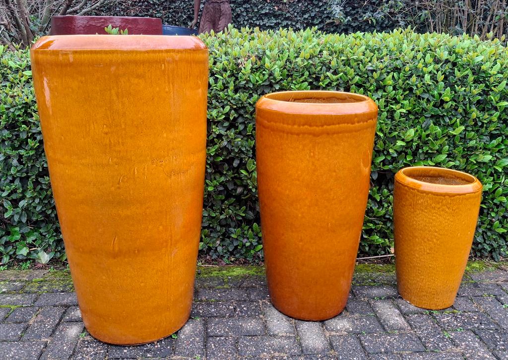 Zeer grote geglazuurde potten hellas 4 kleuren en 3 maten., Tuin en Terras, Bloempotten, Ophalen, 40 cm of meer, Rond, Nieuw