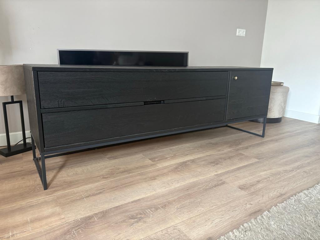 Modern zwart dressoir met lades en kastje, Ophalen, Gebruikt, 150 tot 200 cm, Minder dan 100 cm