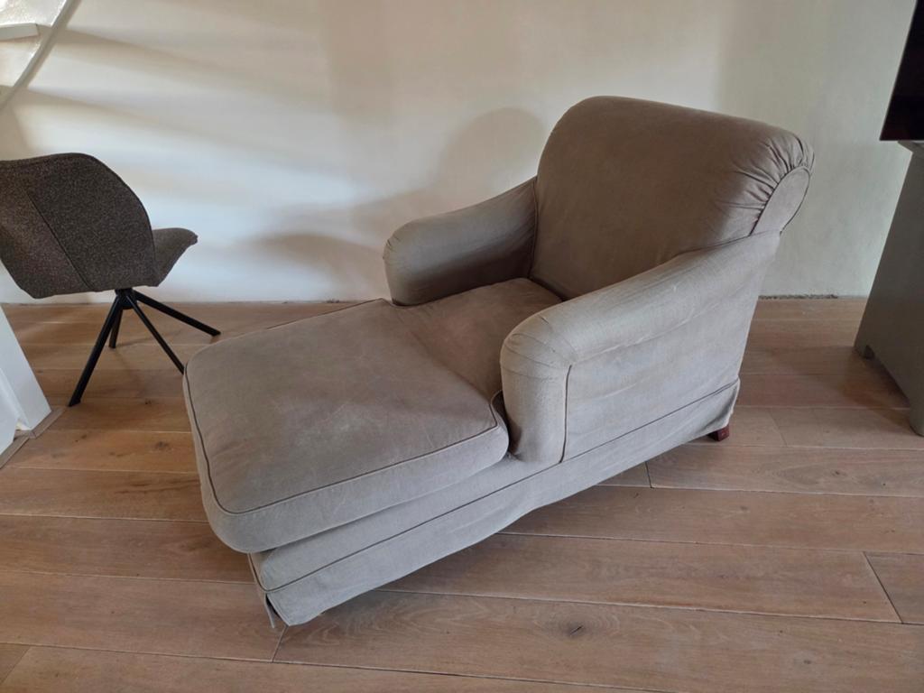 Taupe chaise longue - comfortabel en wasbare hoes, Ophalen, Gebruikt, Eenpersoons, Minder dan 150 cm