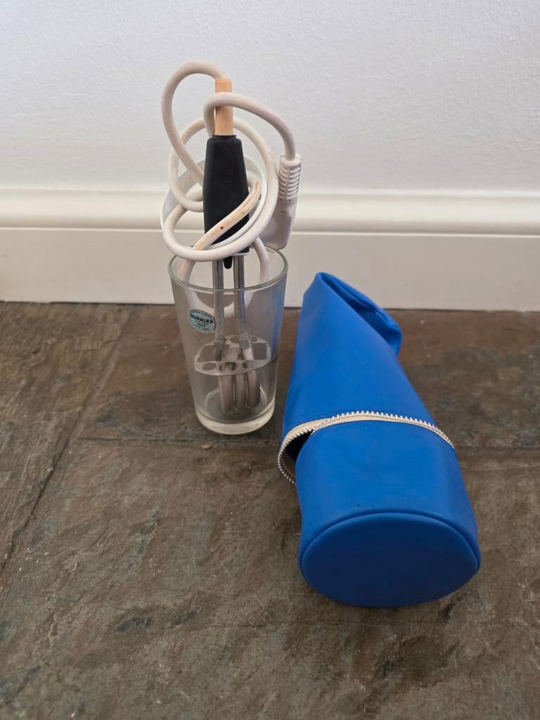 Vintage dompelaar met glas en etui - ideaal voor reizen, Ophalen of Verzenden, Gebruikt