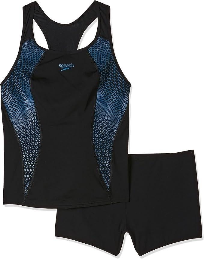 Speedo Placement Racerback Tankini, Zwart Blauw, maat D44, Verzenden, Zwart, Speedo, Zo goed als nieuw