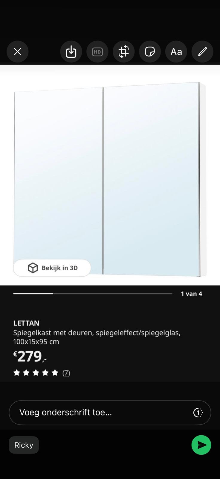 Badkamer spiegel kast, Huis en Inrichting, Woonaccessoires | Spiegels, Ophalen, Zo goed als nieuw, Rechthoekig, 100 tot 150 cm