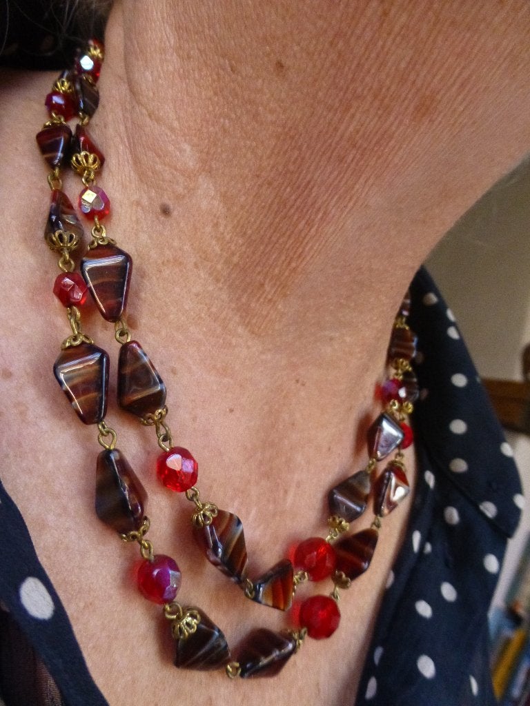 Jaren’50 Collier Boheemse Kristal gekettelde Kralen, Sieraden, Tassen en Uiterlijk, Verzenden, Overige materialen, Ketting