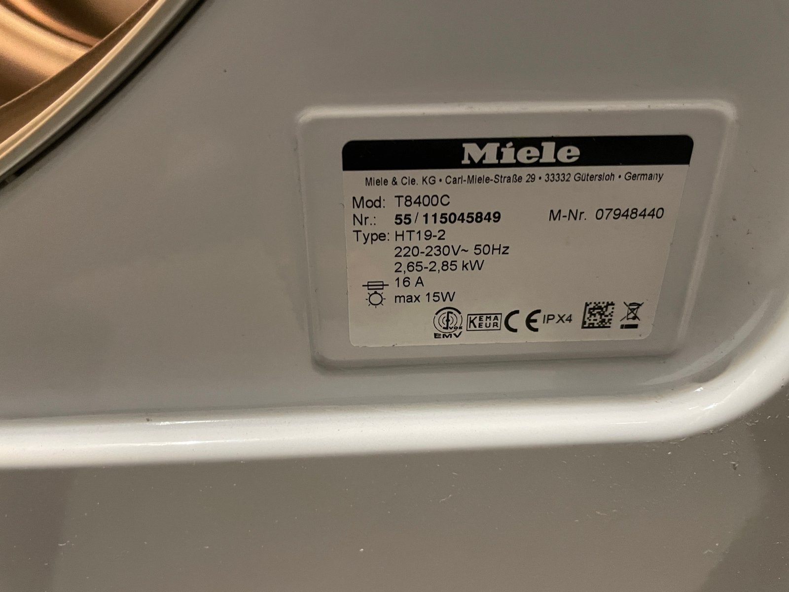 Foto 2 van Miele T8400C SoftCare System Luchtafvoer Wasdroger