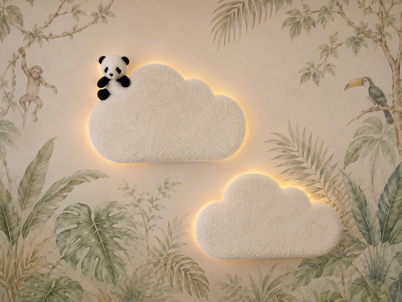 Set van 2 wolkjes met panda beertje wandlamp dreamlight, Ophalen of Verzenden, Nieuw, Lamp