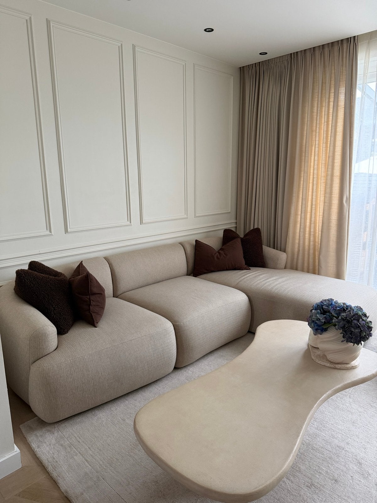 Modulaire Hoekbank Sofia Licht Beige 4-zits Westwing Collect, Ophalen, 250 tot 300 cm, Hoekbank, Zo goed als nieuw