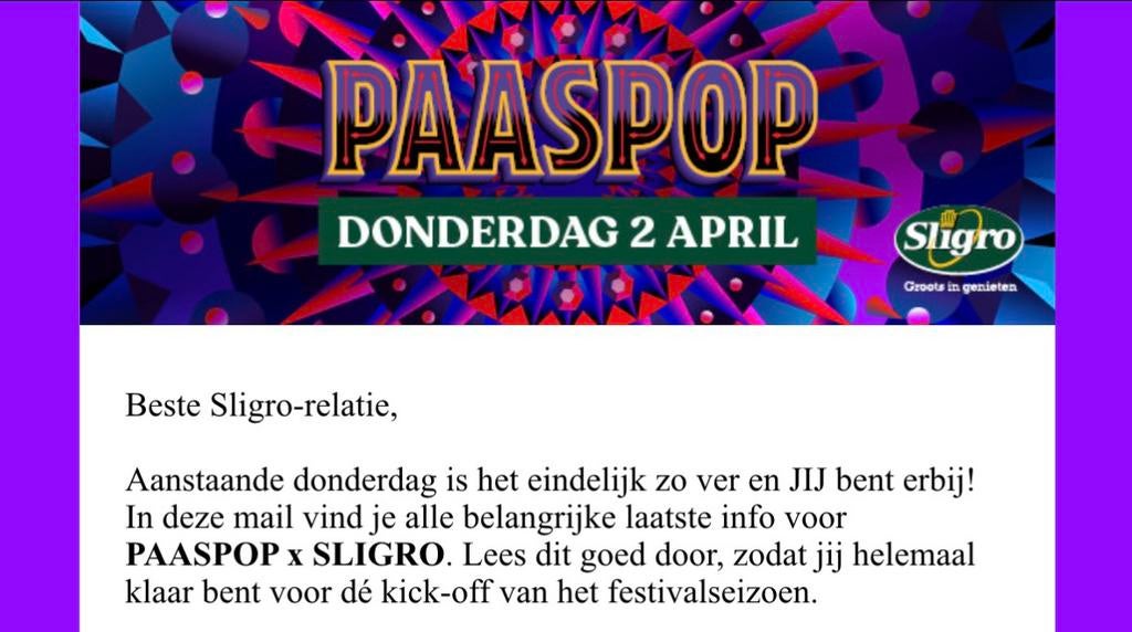 1 paaspop ticket voor 2 april, Tickets en Kaartjes, Evenementen en Festivals, Eén persoon