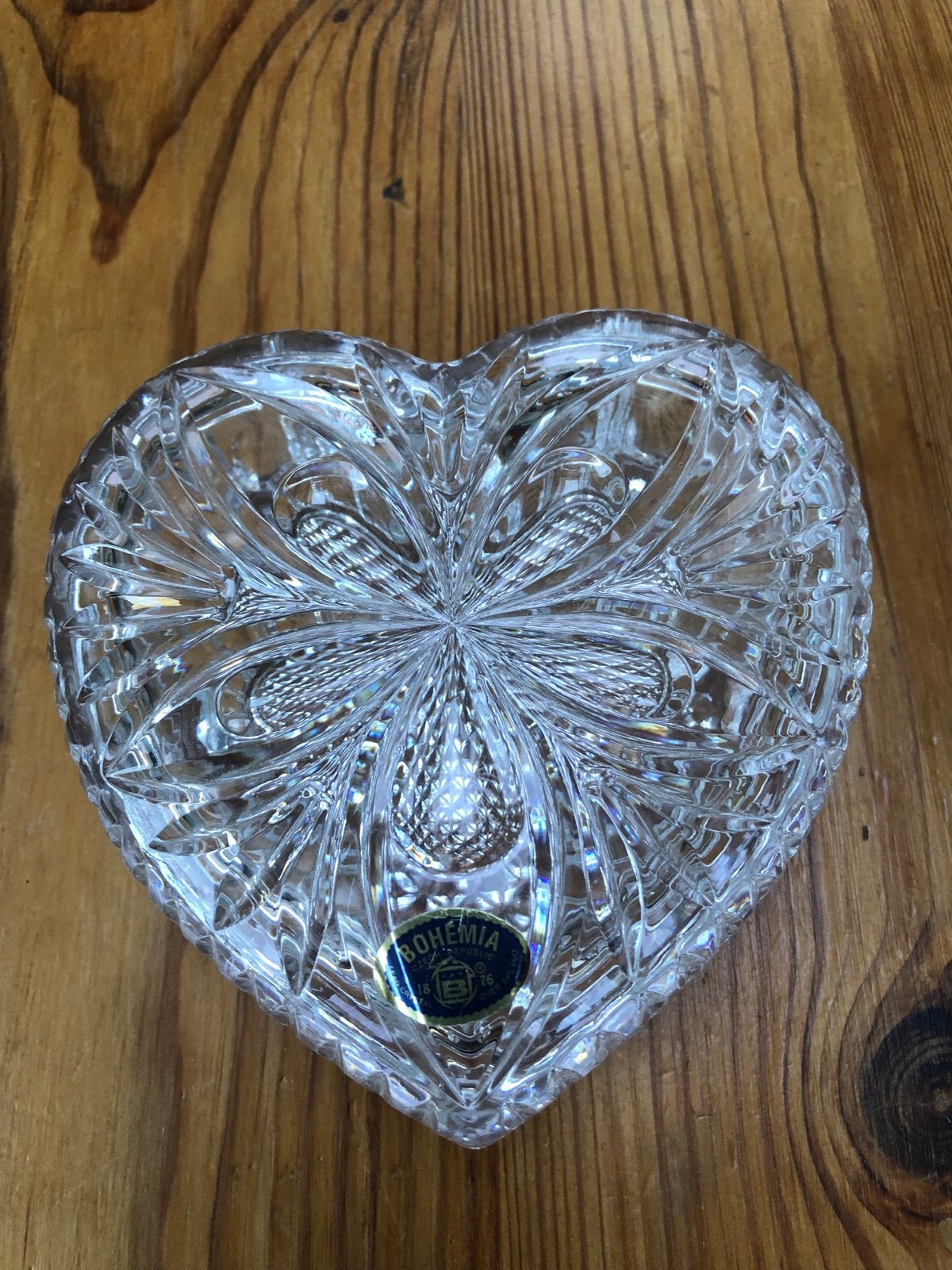 Bohemia Kristal Hartvormig Doosje - Tsjechisch Kristal, Antiek en Kunst, Antiek | Glas en Kristal, Ophalen of Verzenden
