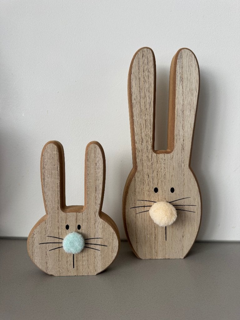 2x houten paashaas 30cm en 17cm, Ophalen of Verzenden, Nieuw