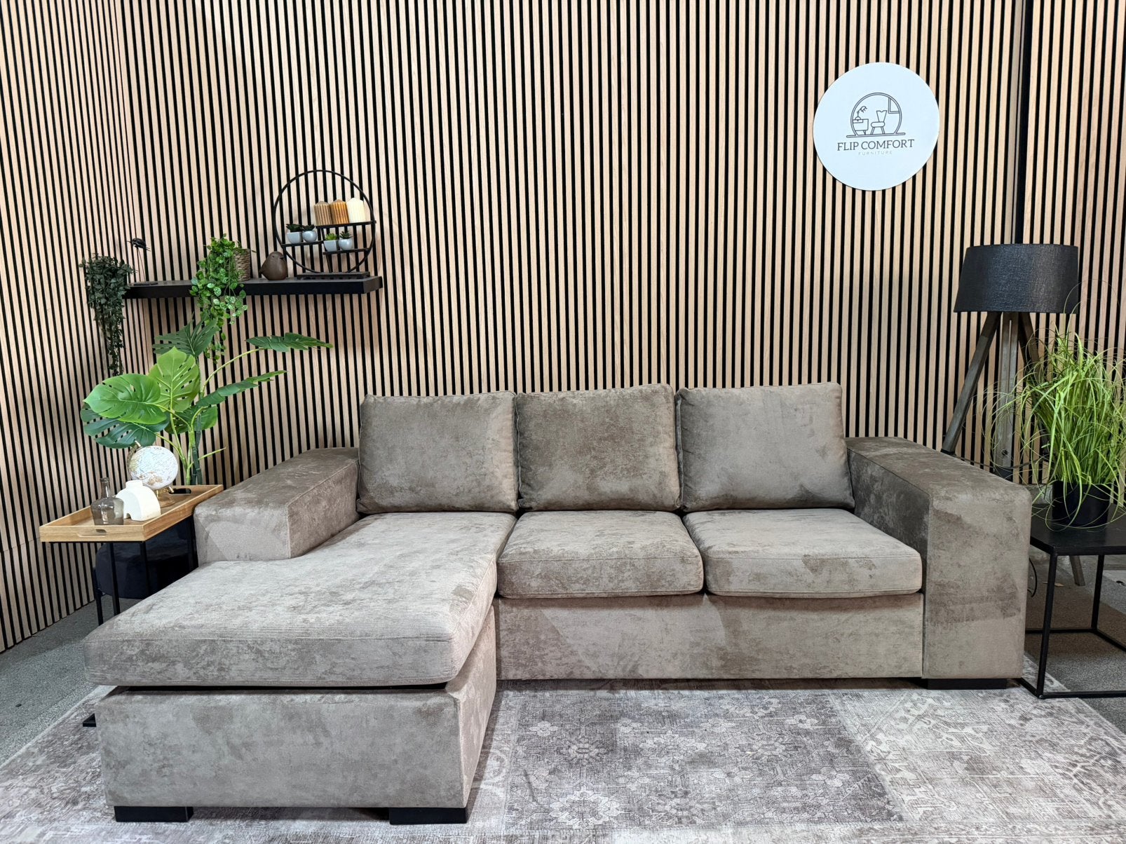 “GRATIS LEVERING” Nieuwe bruin/beige hoekbank!, Ophalen of Verzenden, Nieuw, Stof, Bruin, nieuw, taupe, beige