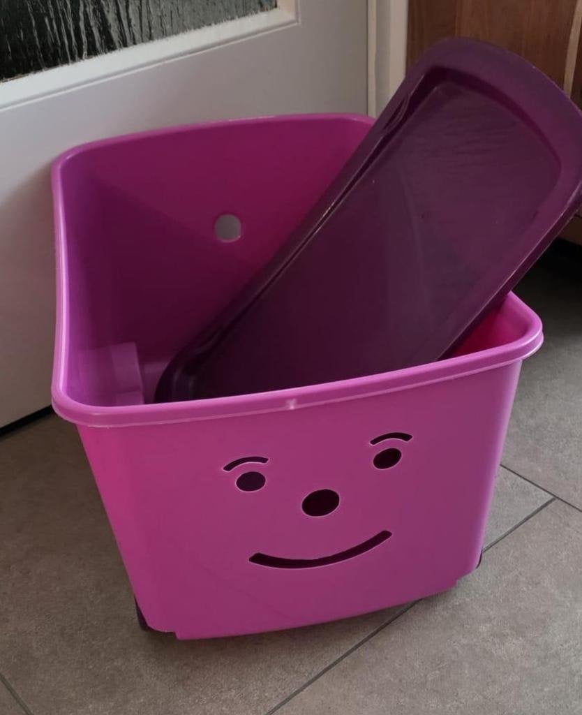 Speelgoed opberg bak met wieltjes, Roze, Ophalen, Gebruikt, Opbergmeubel