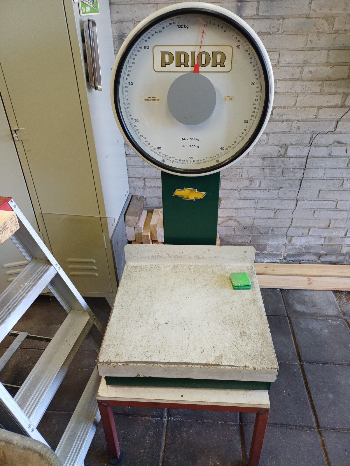 Prior Weegschaal 100kg - Vintage Industriële Weegschaal, Ophalen of Verzenden, Gebruikt, Vloerweegschaal, 100 tot 200 kg