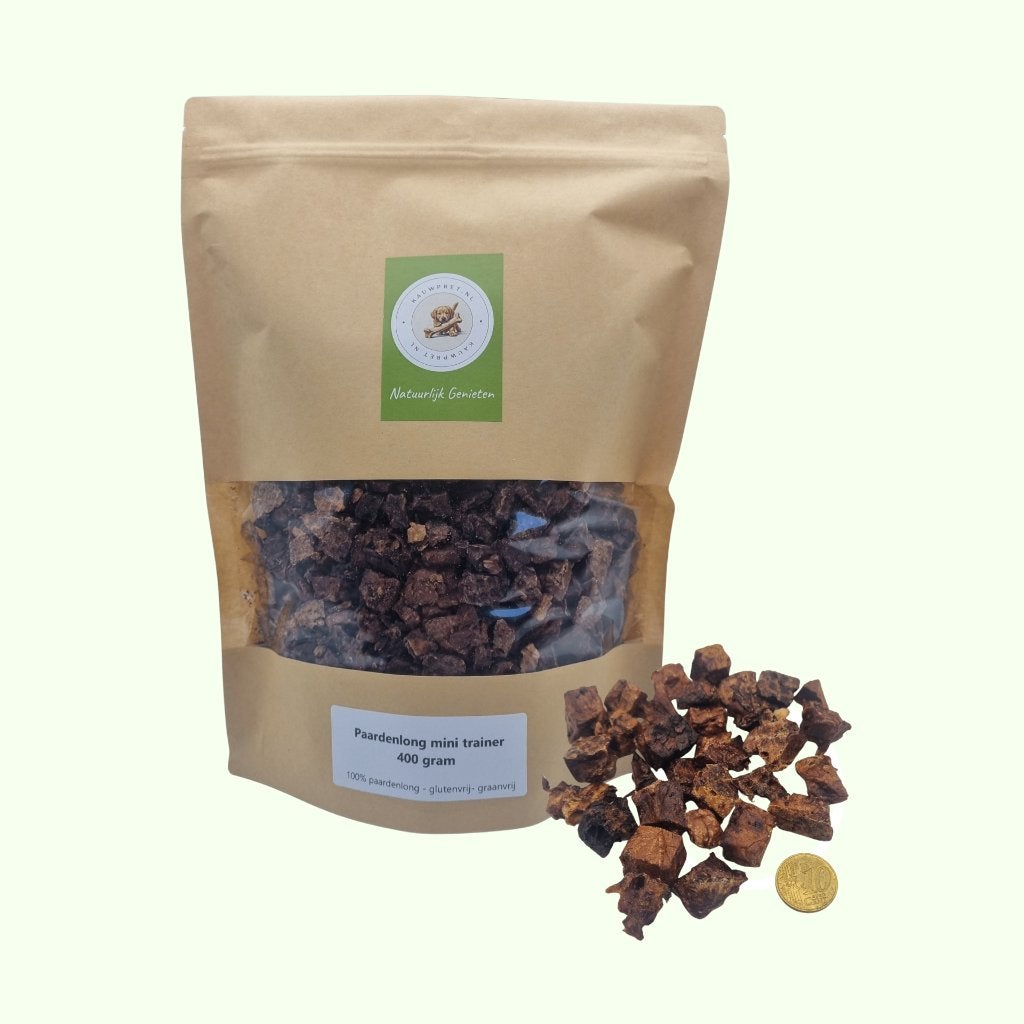 Paardenlong mini trainer 400gr. - glutenvrij - hypoallergeen, Ophalen of Verzenden, Hond