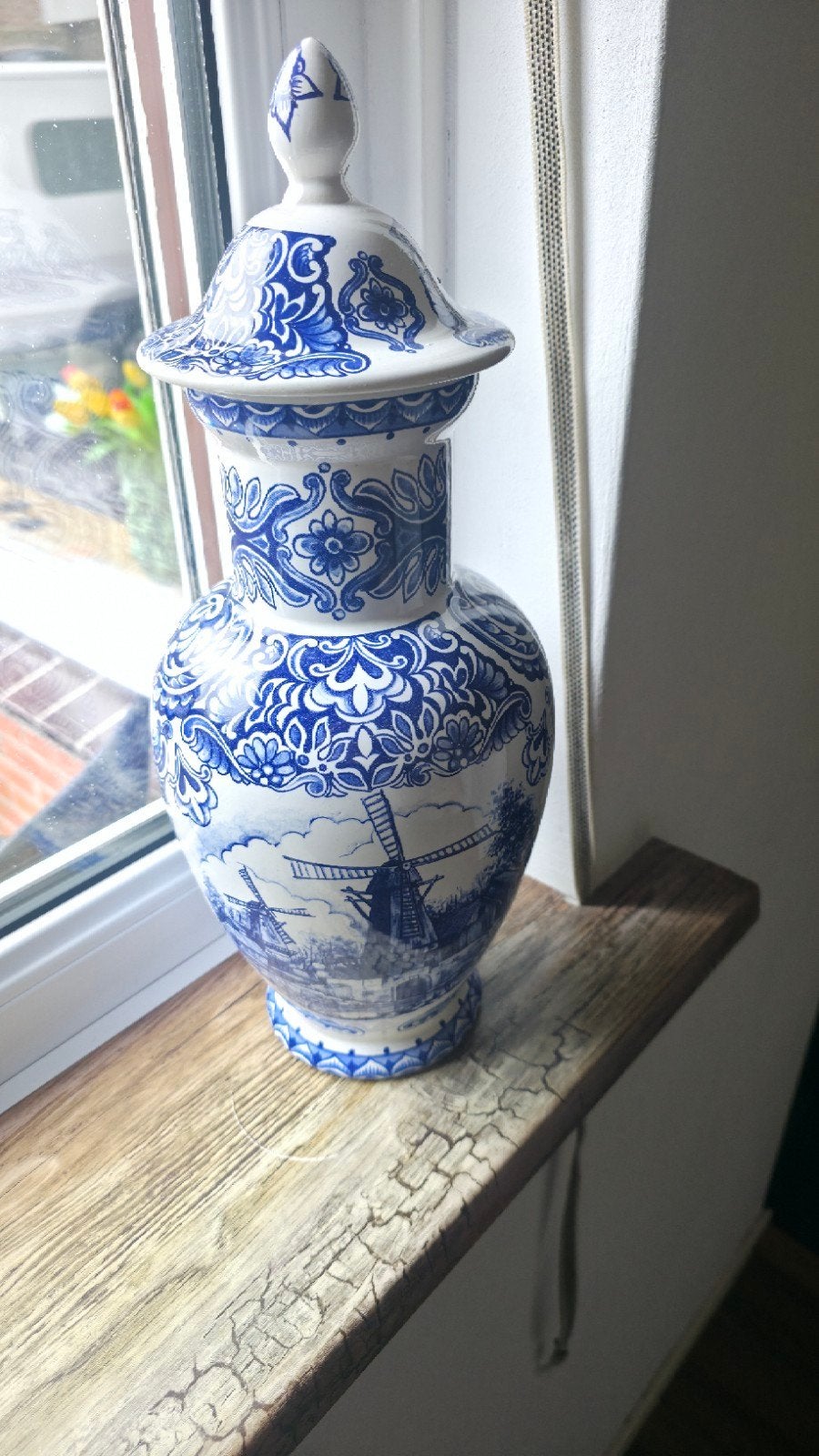 St. Delfts Bleu Delfts blauwe vaas met deksel - Molendecor, Ophalen of Verzenden