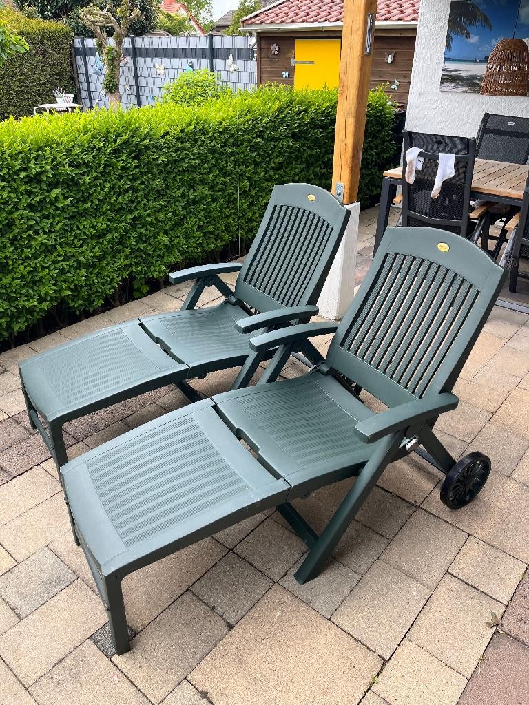Hartman Prestige ligstoelen, Tuin en Terras, Ligbedden, Gebruikt, Kunststof, Inklapbaar, Verrijdbaar, Ophalen
