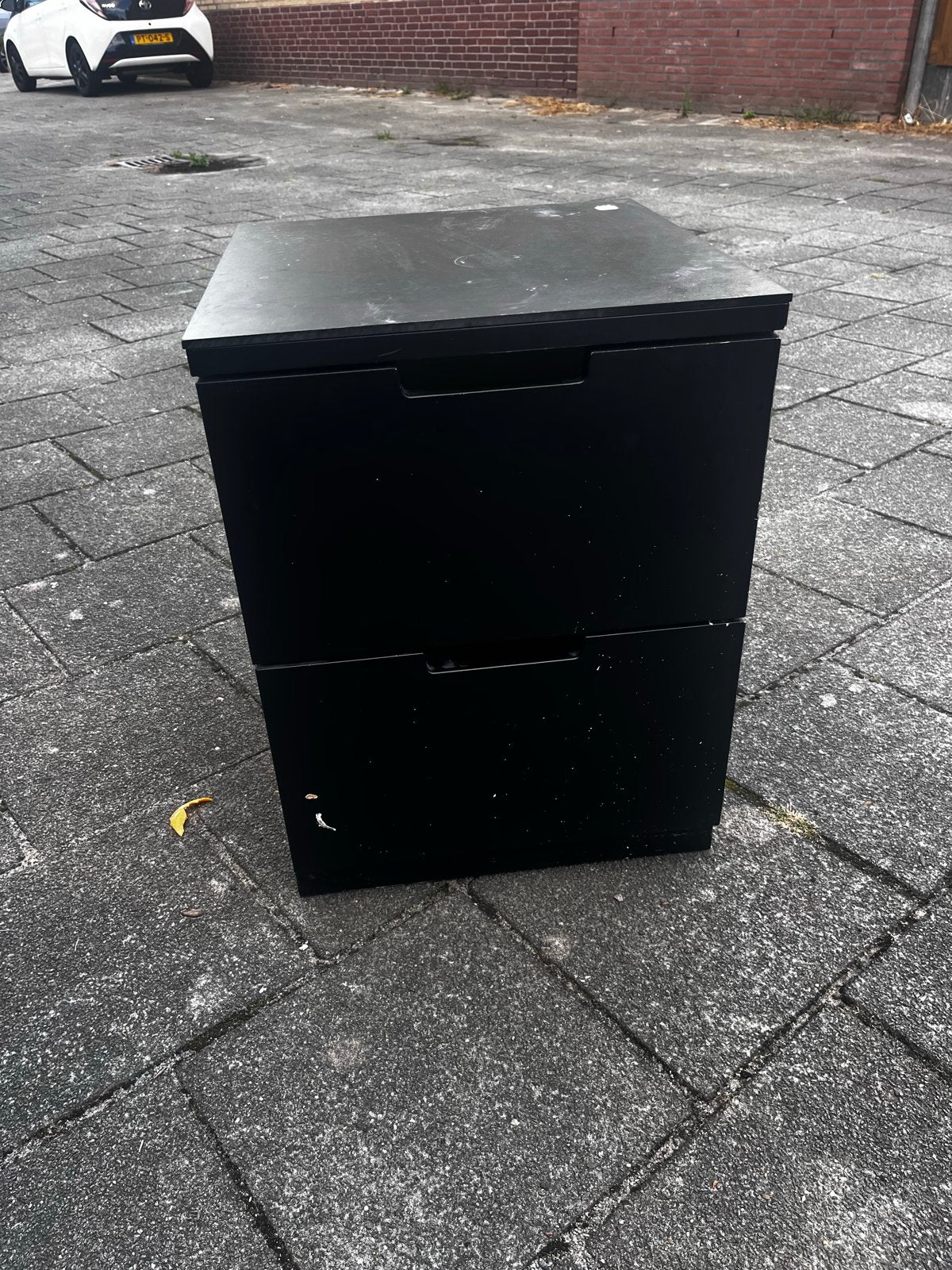 Zwart ladekastje met 2 laden, Minder dan 50 cm, Gebruikt, 1 of 2 laden, Ophalen of Verzenden