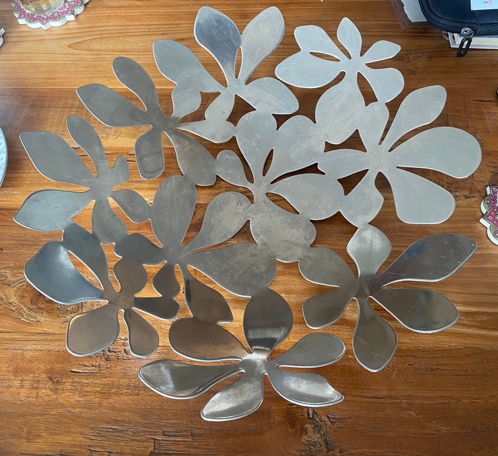 Vintage IKEA metaal metalen schaal bloemen fruit, Huis en Inrichting, Ophalen, Rond, Metaal, Schaal