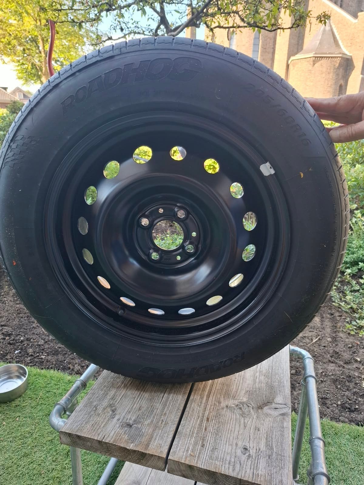 nieuwe velg met nieuwe band, Ophalen, Nieuw