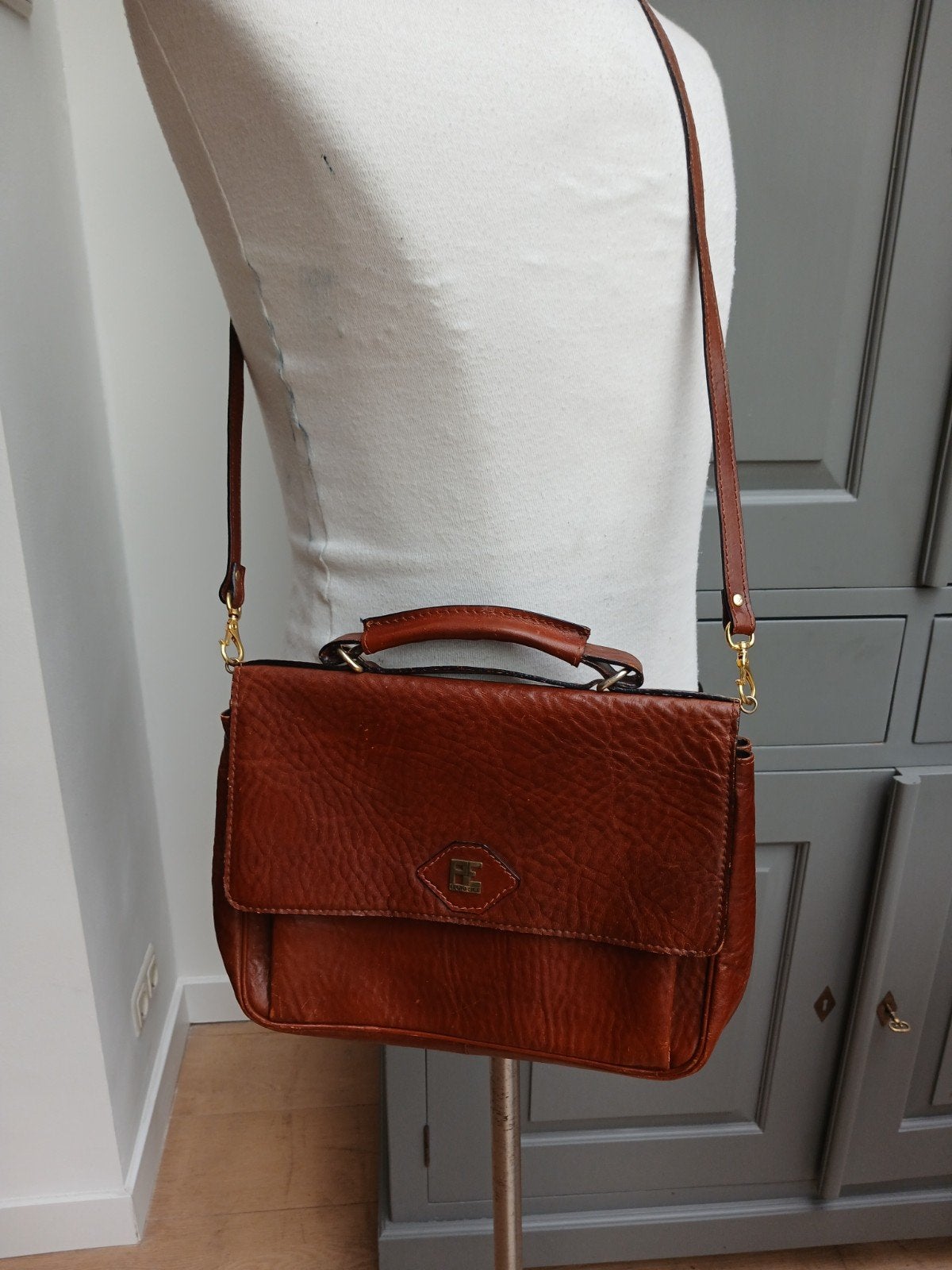 F&F leren tas bruin, Ophalen of Verzenden, Zo goed als nieuw, Bruin, Leer