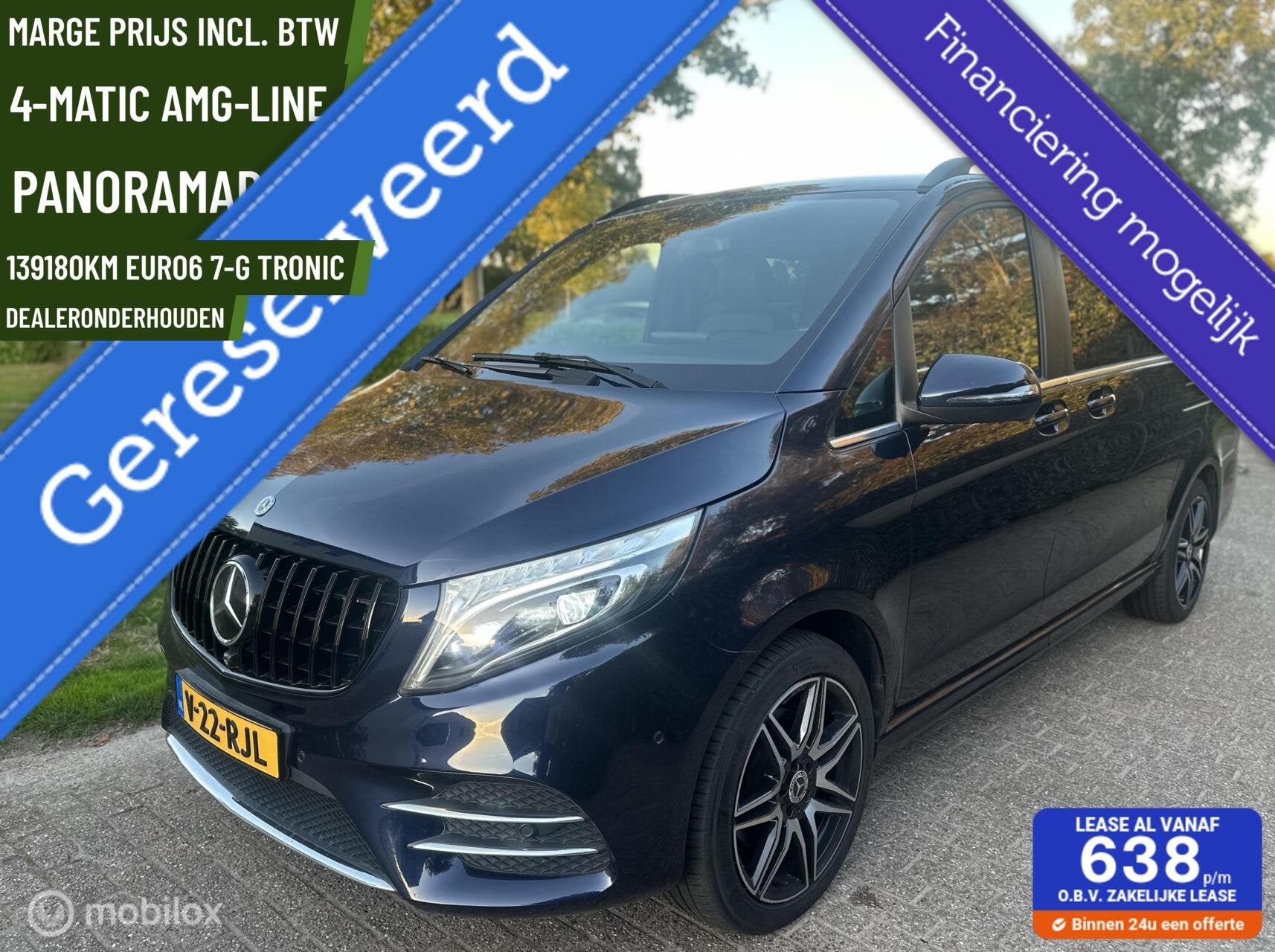 Mercedes V-klasse 250d 4-MATIC PANO DC AMG Exclusive MARGE, Auto's, Automaat, Dealer onderhouden, Gebruikt, Blauw