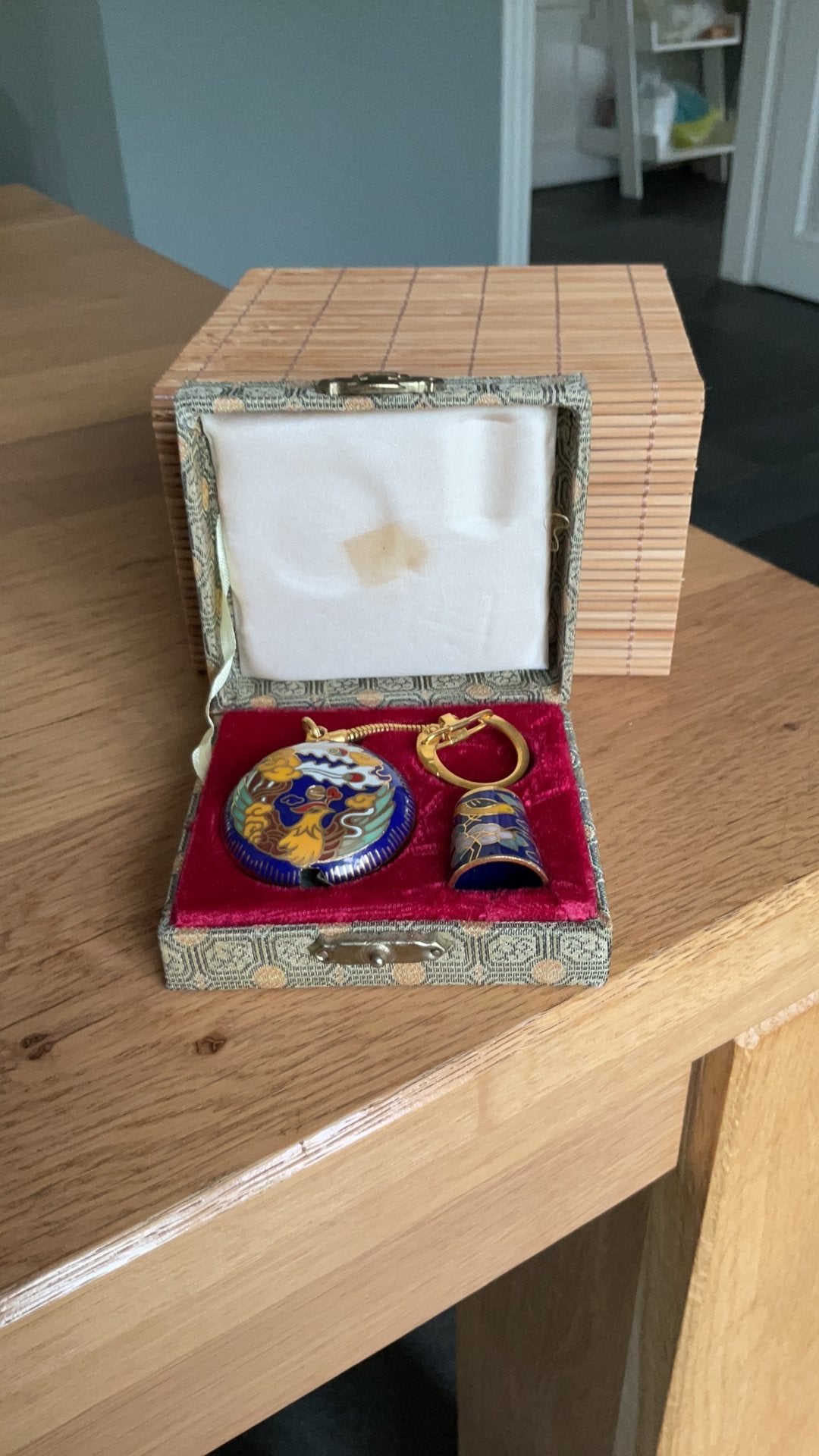 Vingerhoed naaigerei centimeter in sleutelhanger  Cloisonne, Verzenden, Nieuw