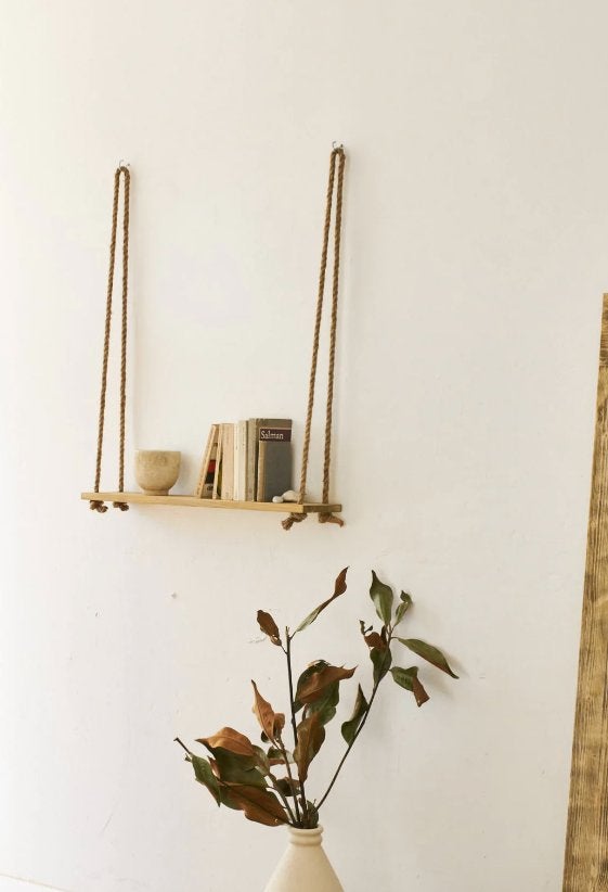 Minimalistische Houten Wandplank met Touw, Ophalen, Zo goed als nieuw