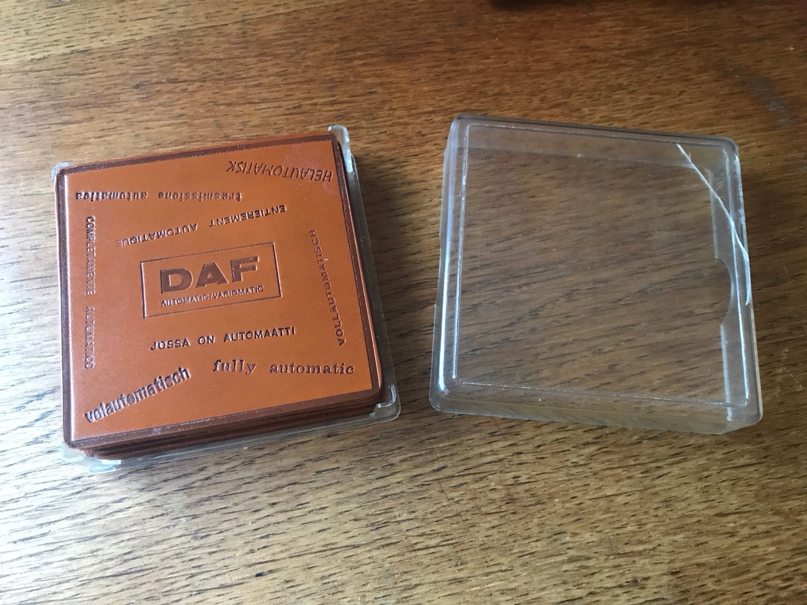 Vintage DAF onderzetters in originele doos, Ophalen of Verzenden