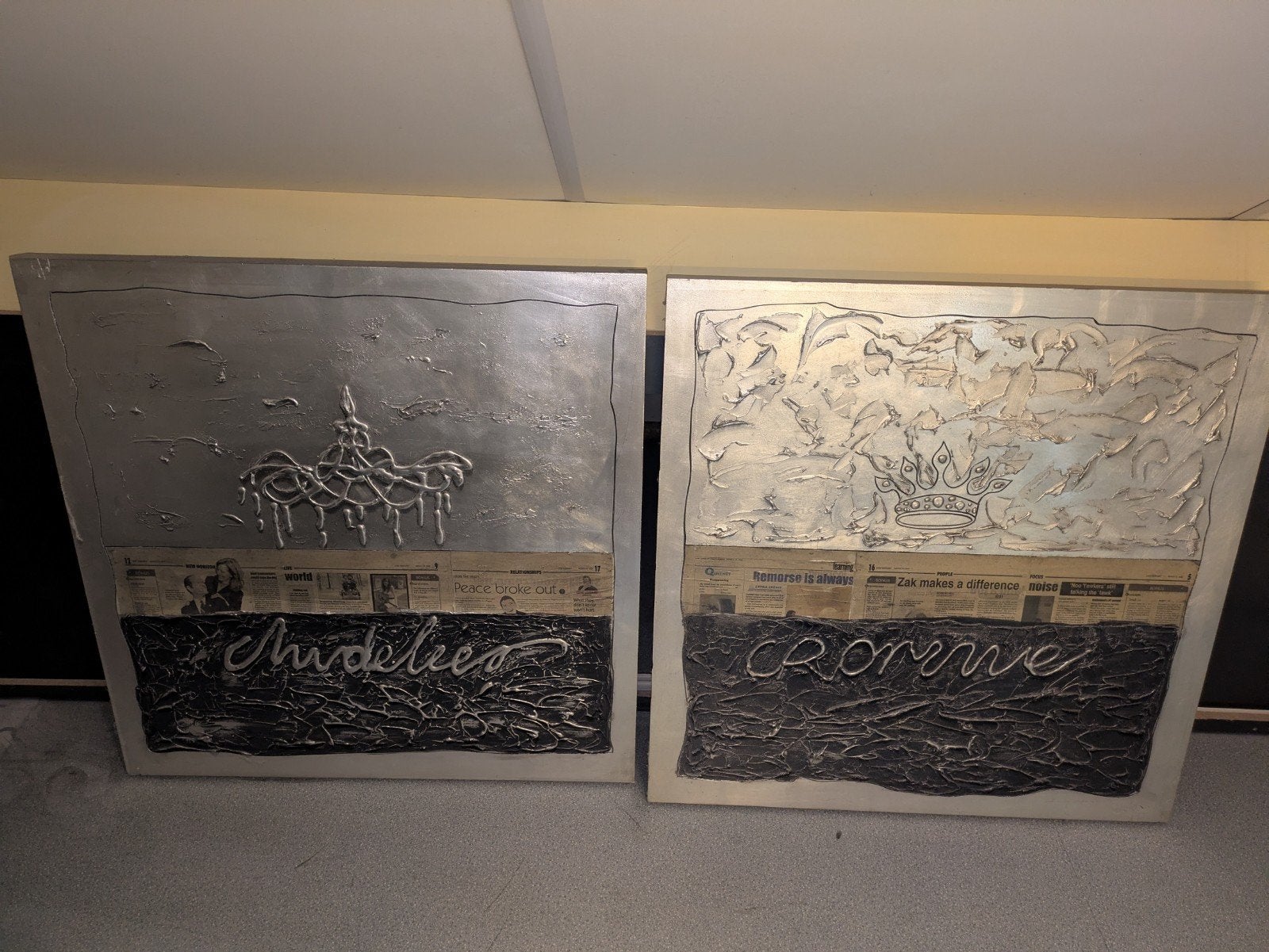 Modern schilderij: Kroon en Kroonluchter (100x100 cm), Antiek en Kunst, Ophalen, Abstract