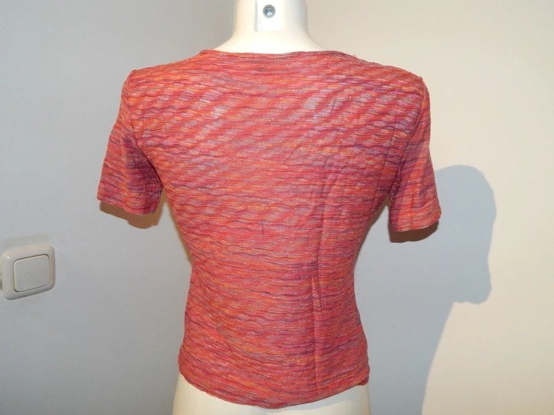 Missoni vintage shirt gemelleerd van kleuren vintage It 42, Korte mouw, Missoni, Maat 36 (S), Gedragen