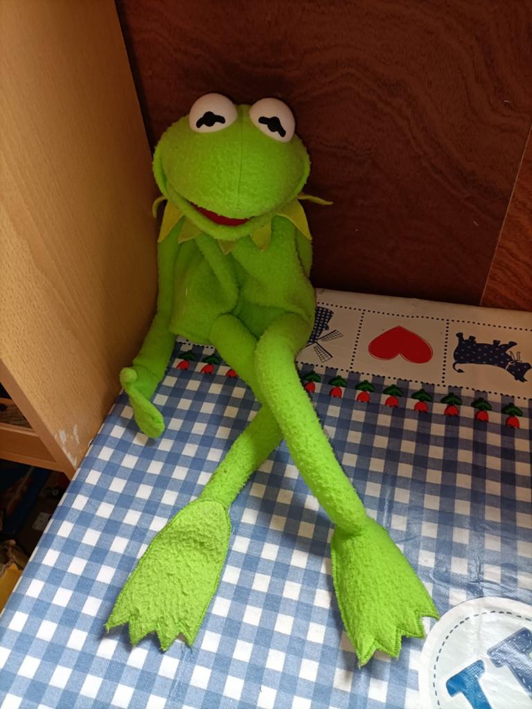 Kermit de Kikker handpop vintage 45 cm groot, Kinderen en Baby's, Speelgoed | Knuffels en Pluche, Ophalen of Verzenden, Zo goed als nieuw