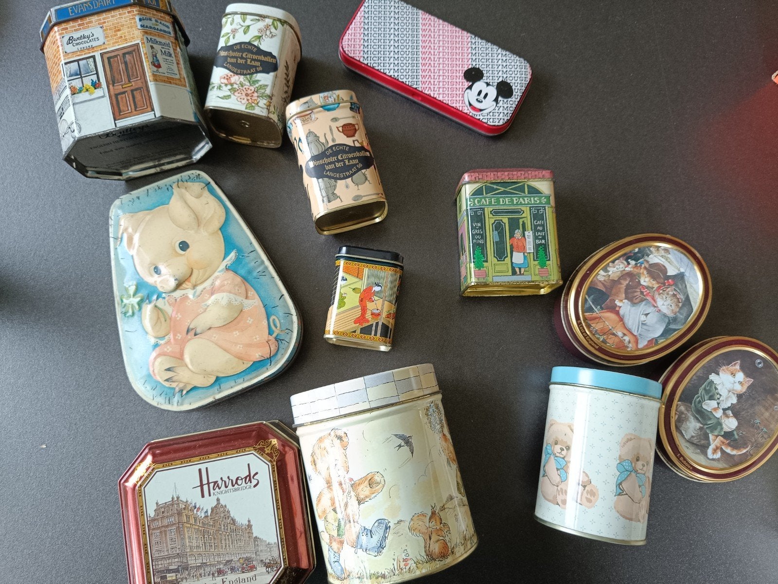 Diverse Vintage Blikken - Katten, Varkentje, Disney & Meer, Verzamelen, Ophalen, Gebruikt, Overige, Overige merken