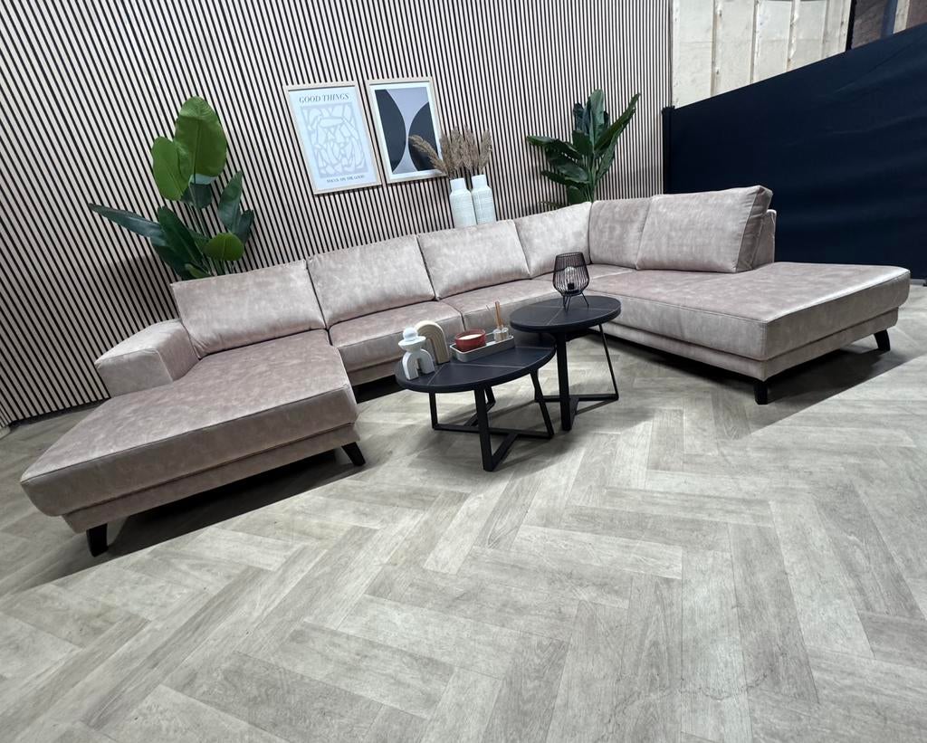 NIEUW | Luxe Velvet Velours U-Bank - Champagne - 350cm