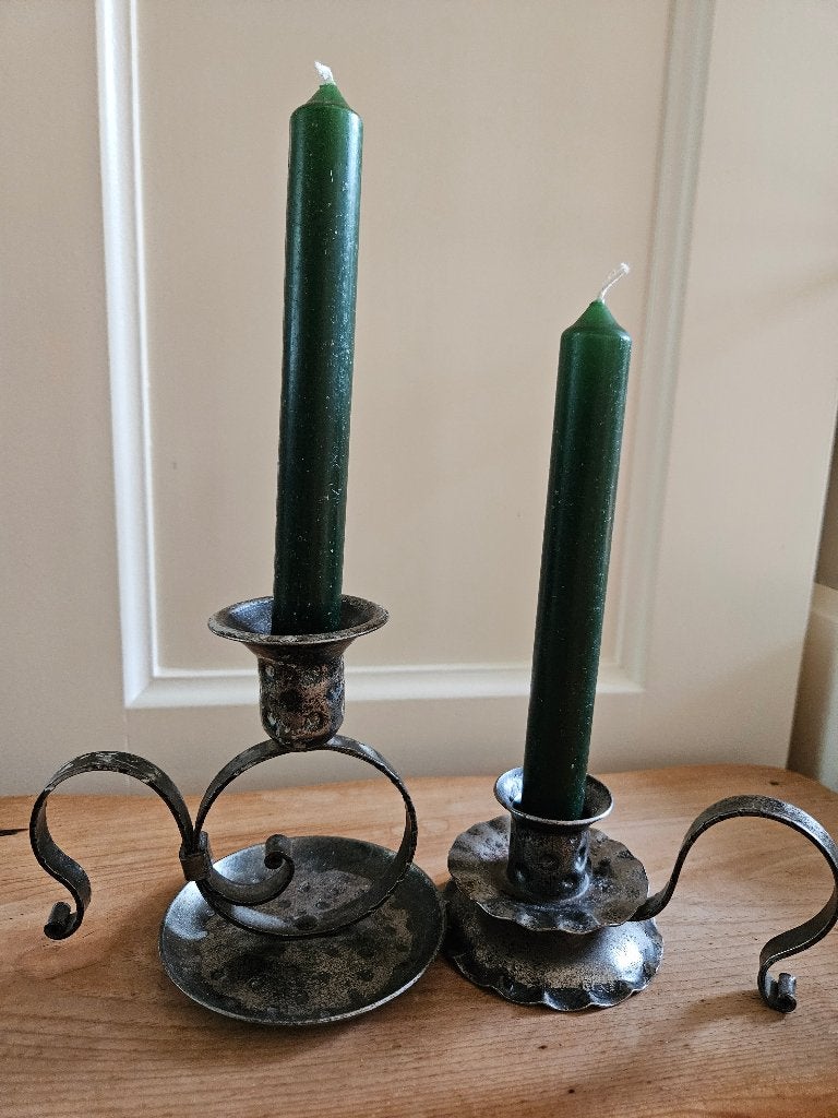 2 oude kandelaars Goberg, 1910, Ophalen of Verzenden, Overige materialen
