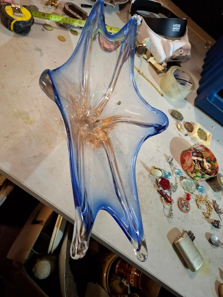 Vintage Max Verboeket schaal, blauw en amberkleurig, Ophalen of Verzenden