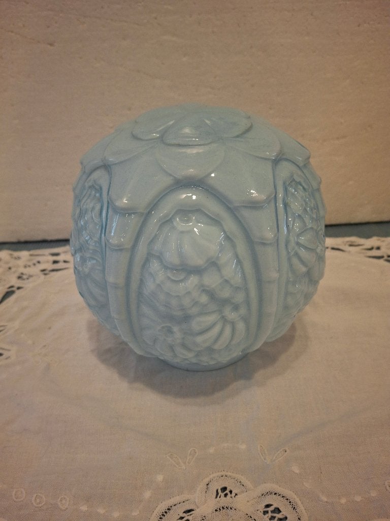 Mooie lichtblauwe Franse plafondlamp - vintage - jaren 30, Ophalen of Verzenden