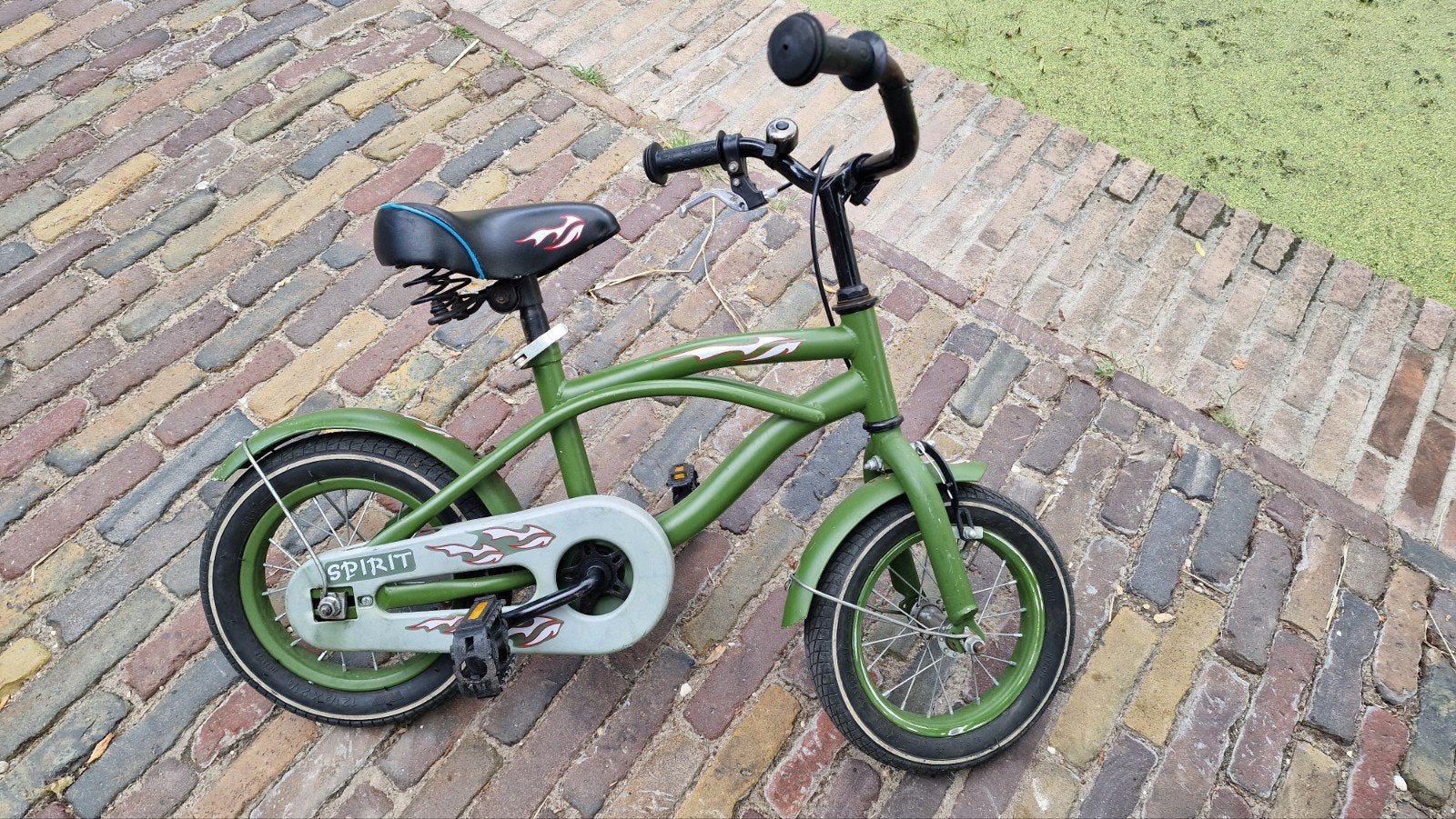 Stoere groene Spirit jongensfiets, Fietsen en Brommers, Ophalen, Gebruikt, Terugtraprem, Overige merken