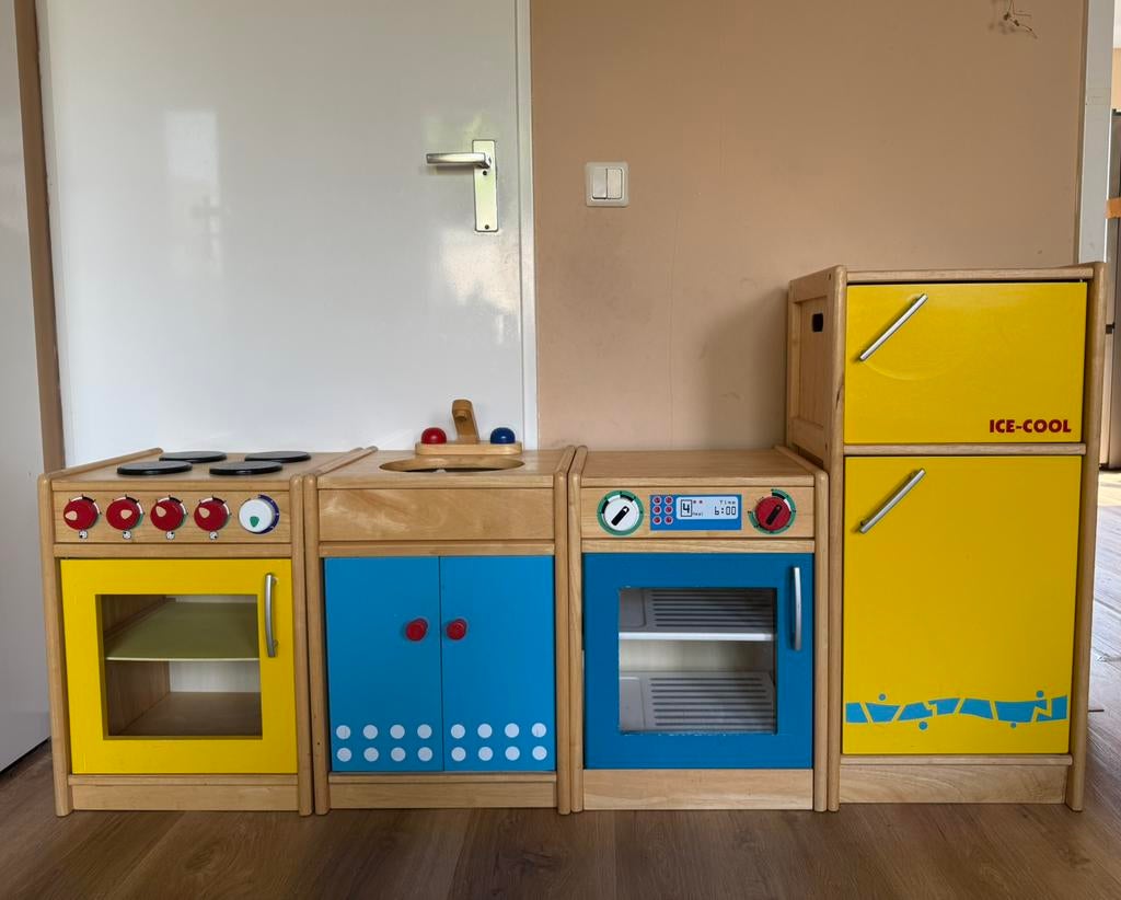 Houten vintage speelkeuken set, Ophalen, Gebruikt