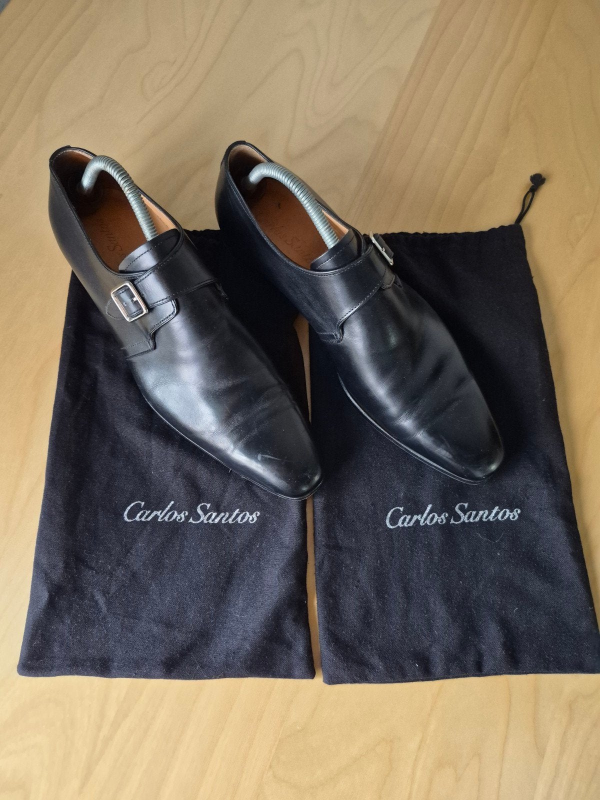 Carlos Santos Monkschoenen - Zwart Leer - Maat 42, Zwart, Ophalen of Verzenden, Carlos Santos, Gespschoenen