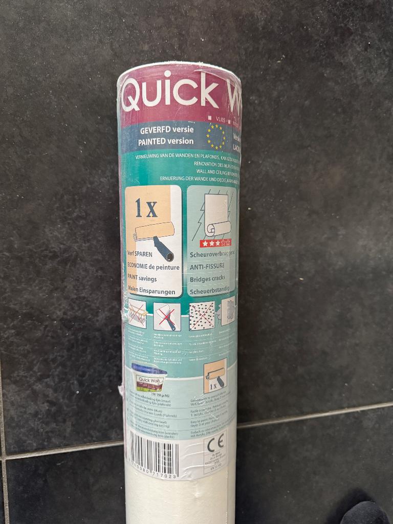 Quick Walls Vliesbehang geverfd 1 rol. 1m bij 15m, Ophalen of Verzenden, Minder dan 10 m², Wit